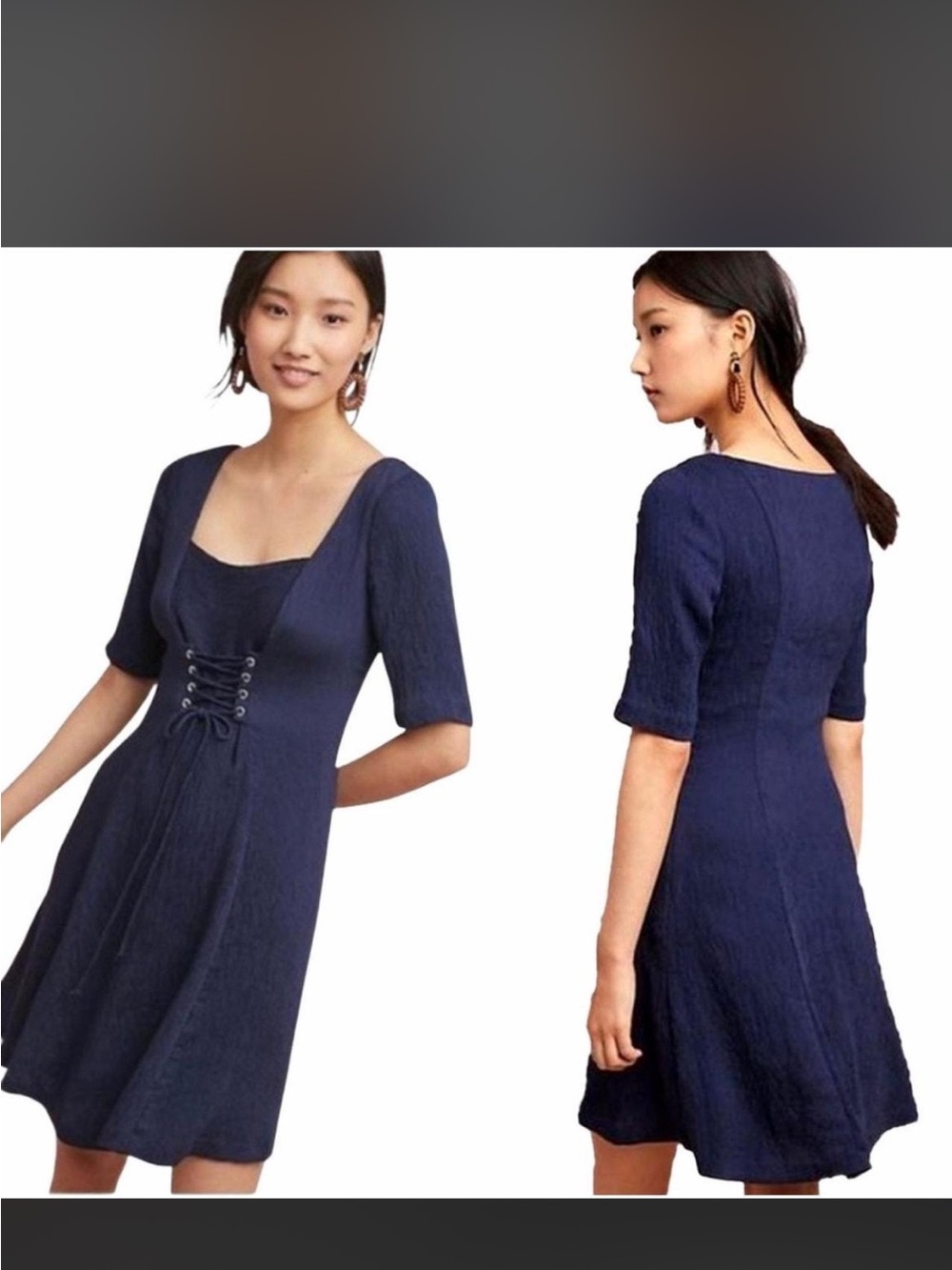 Anthropologie Maeve Juliet Corseted Square Neck Midi Dress
